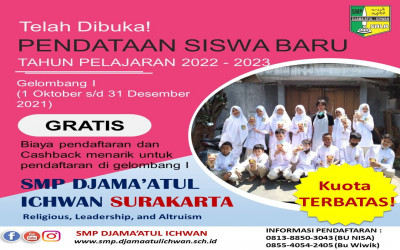 Sudah di Mulai Pendataan Siswa Baru SMP Djama'atul Ichwan Surakarta Yuk Segera Daftar Sekarang !!!