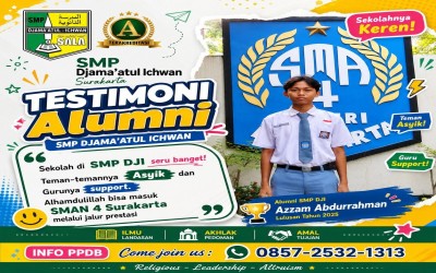 Testimoni Alumni: Dari SMP Djama’atul Ichwan Surakarta Menuju SMAN 4 Surakarta Jalur Prestasi