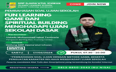 Informasi Kegiatan Pembahasan Soal Ujian Sekolah Dasar: Fun Learning Games dan Spiritual Building Menghadapi Ujian Sekolah Dasar